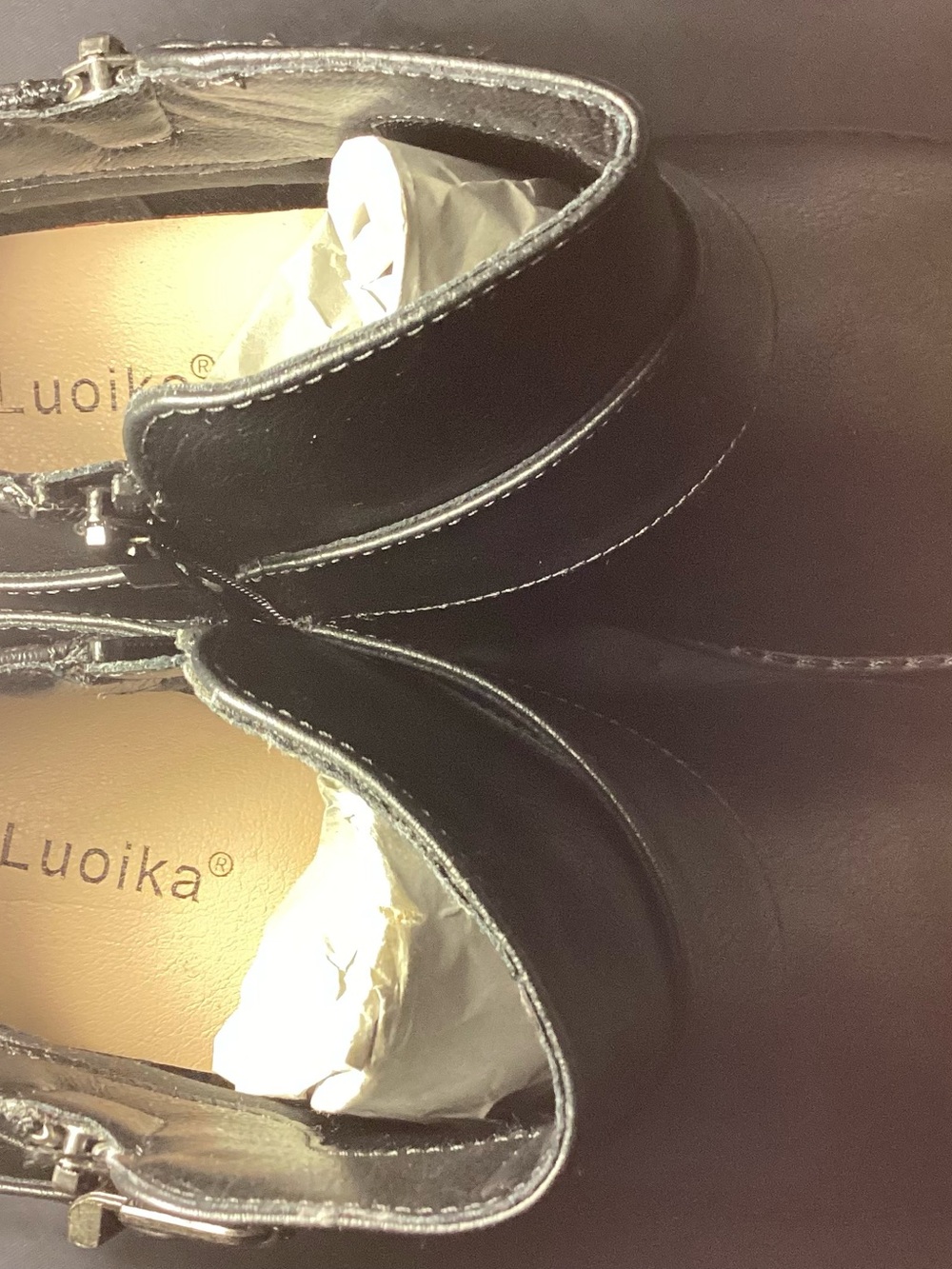 Luoika Amazon Brand 8.5 XW Black Ankle Bootie with Buckle Detail - Picture 6 of 8